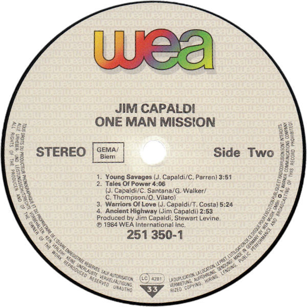 Jim Capaldi : One Man Mission (LP, Album)