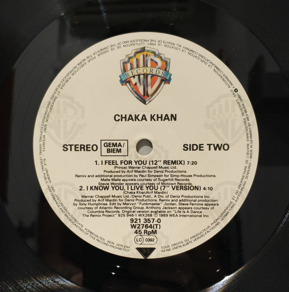 Chaka Khan : I Feel For You (Remix) (12", Maxi)