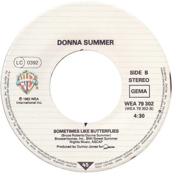 Donna Summer : Love Is In Control (Finger On The Trigger) (7", Single)