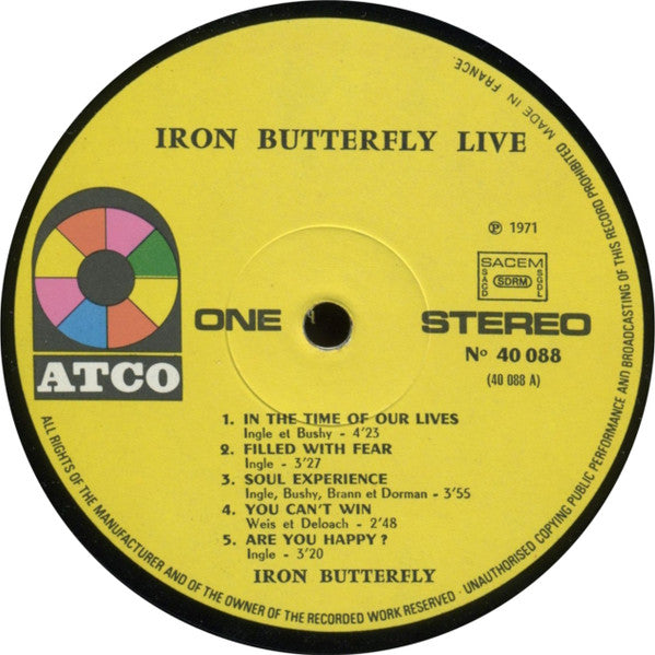 Iron Butterfly : Live (LP, Album)