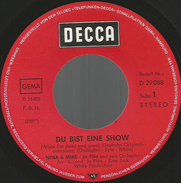 Nina & Mike : Du Bist Eine Show (7", Single)