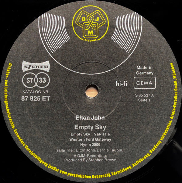 Elton John : Empty Sky (LP, Album, RE, Gat)