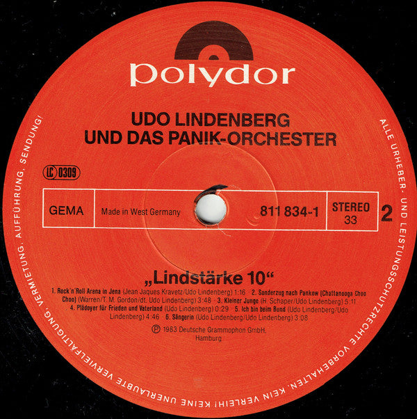 Udo Lindenberg Und Das Panikorchester : Lindstärke 10 (LP, Album)