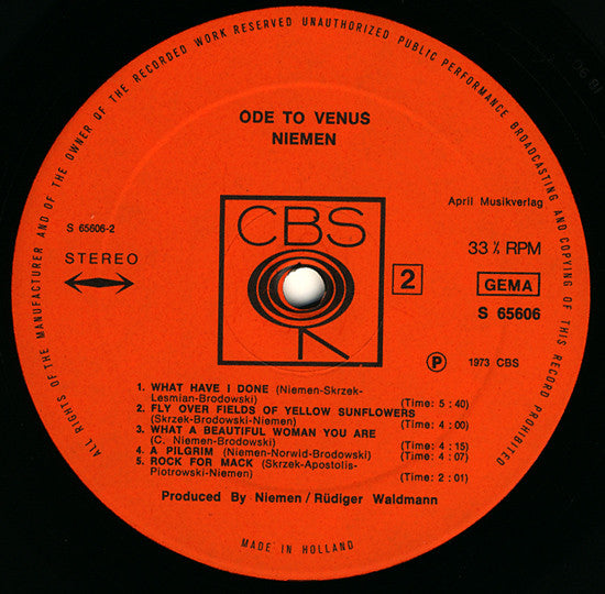 Niemen* : Ode To Venus (LP, Album)