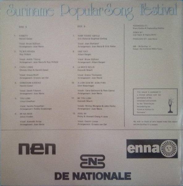 Various : Suripop VI Suriname Popular Song Festival 1990 (LP, Comp, Ltd)