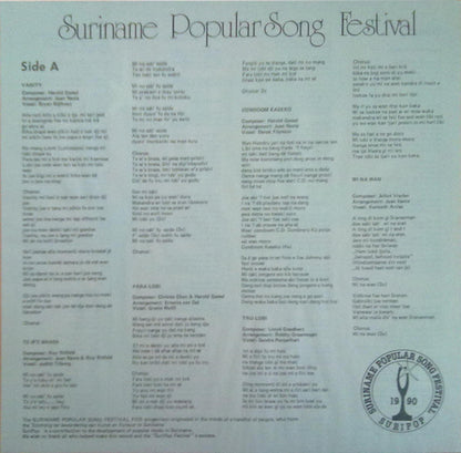 Various : Suripop VI Suriname Popular Song Festival 1990 (LP, Comp, Ltd)