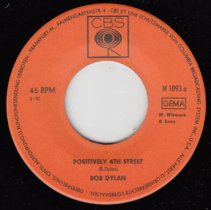 Bob Dylan : Positively 4th Street (7", Single, Mono)