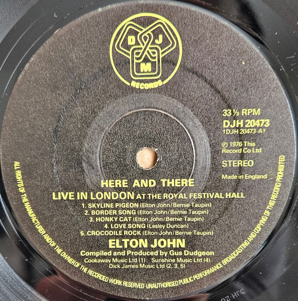 Elton John : Here And There (LP, Album)