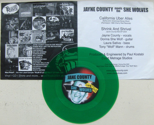 Jayne County Meets She Wolves : California Über Alles (7", Single, Gre)