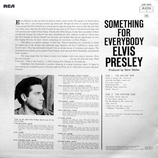 Elvis Presley : Something For Everybody (LP, Album, RE)