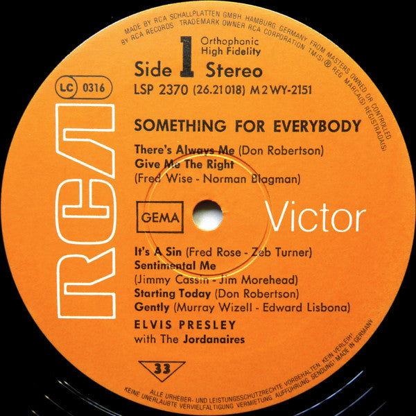 Elvis Presley : Something For Everybody (LP, Album, RE)
