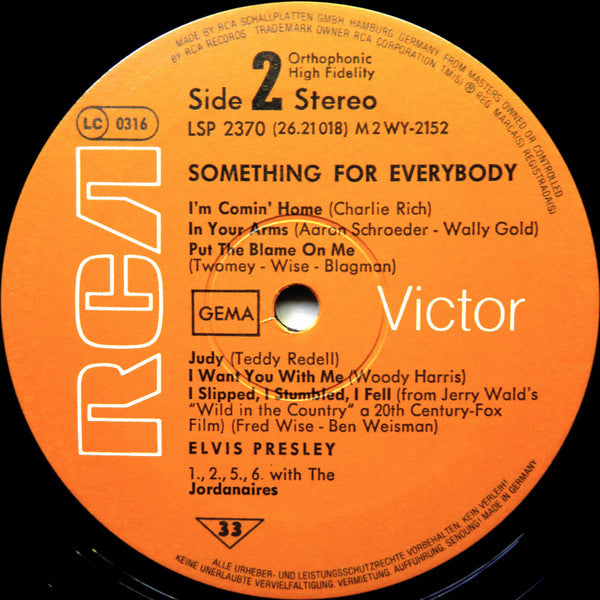 Elvis Presley : Something For Everybody (LP, Album, RE)