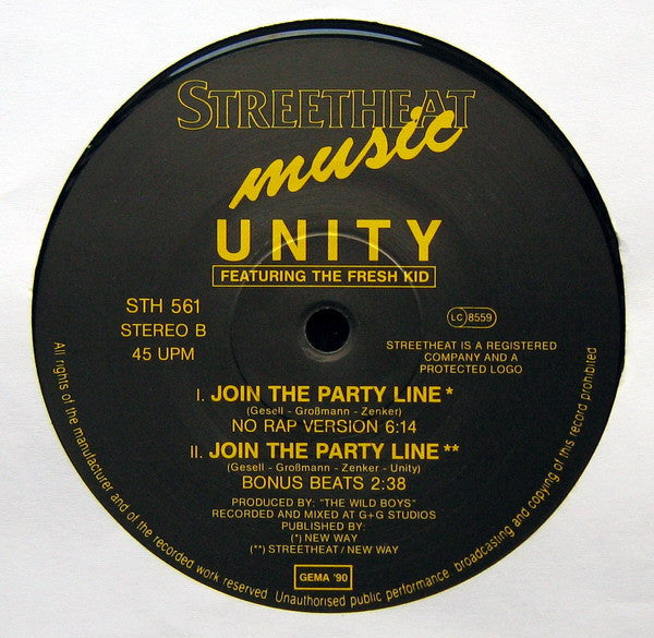 Unity (2) Featuring The Fresh Kid : Join The Party Line ! (12")