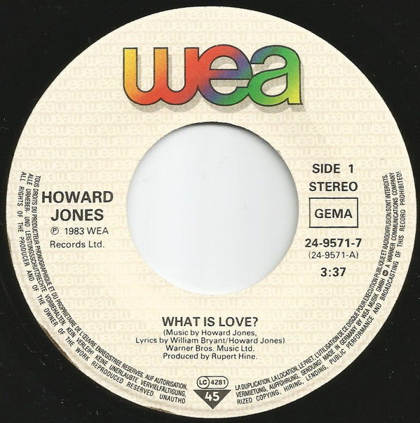 Howard Jones : What Is Love? (7", Single)