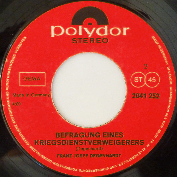Franz Josef Degenhardt : Sacco Und Vanzetti (7", Single)