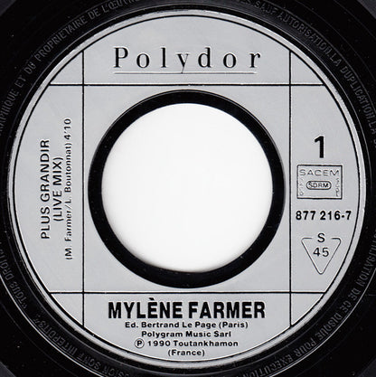 Mylene Farmer* : Plus Grandir (Live Mix) (7", Single)