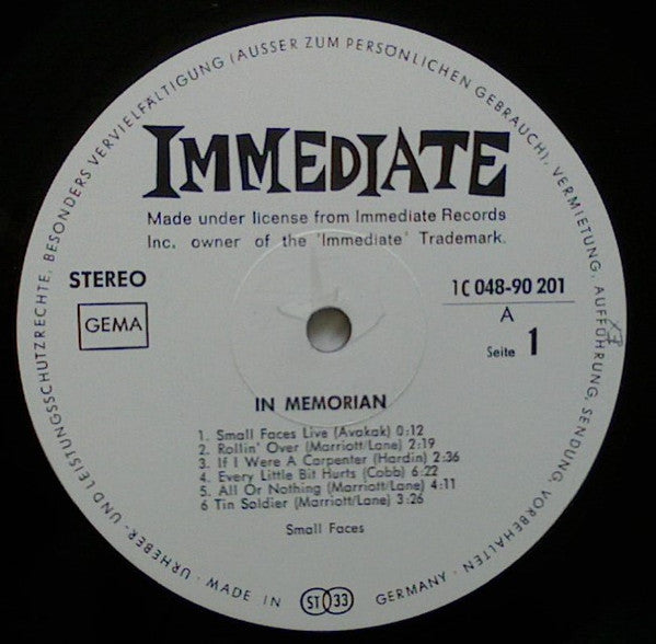Small Faces : In Memoriam (LP, Album, M/Print)