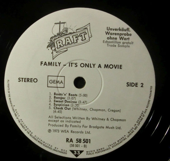 Family (6) : It's Only A Movie (LP, Album, Promo, w/b)