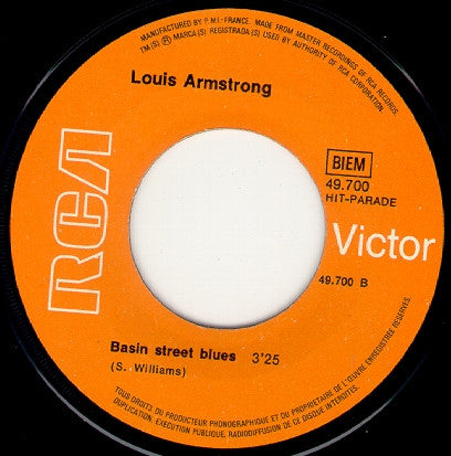 Louis Armstrong : Saint Louis Blues / Basin Street Blues (7")