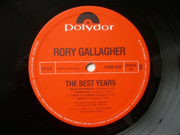 Rory Gallagher : The Best Years (LP, Comp)