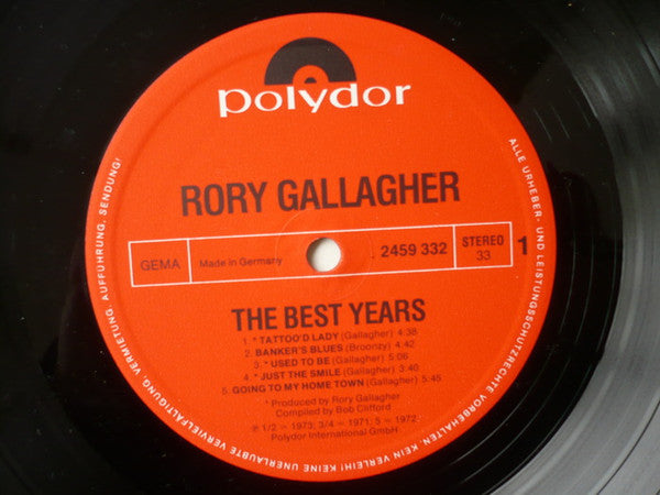 Rory Gallagher : The Best Years (LP, Comp)