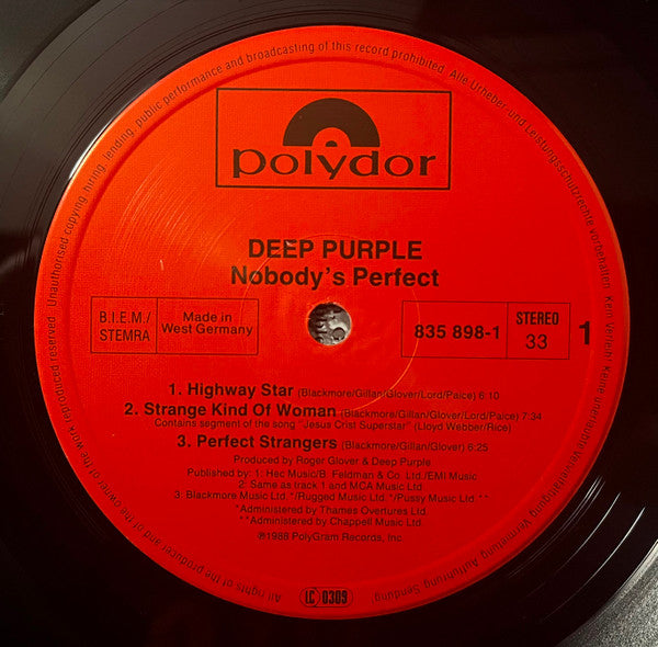 Deep Purple : Nobody's Perfect (2xLP, Album)