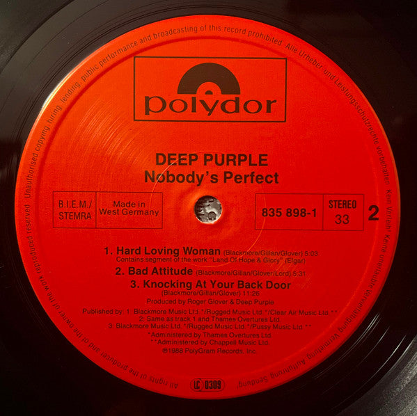 Deep Purple : Nobody's Perfect (2xLP, Album)