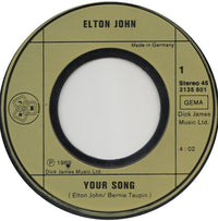 Elton John : Your Song / Border Song (7", Single, RE)
