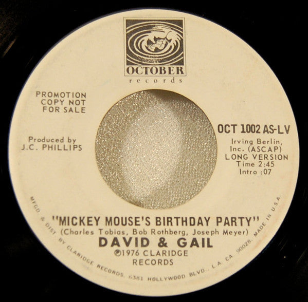 David & Gail : Mickey Mouse's Birthday Party (7", MiniAlbum, Promo)