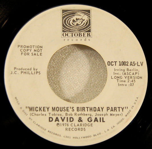 David & Gail : Mickey Mouse's Birthday Party (7", MiniAlbum, Promo)