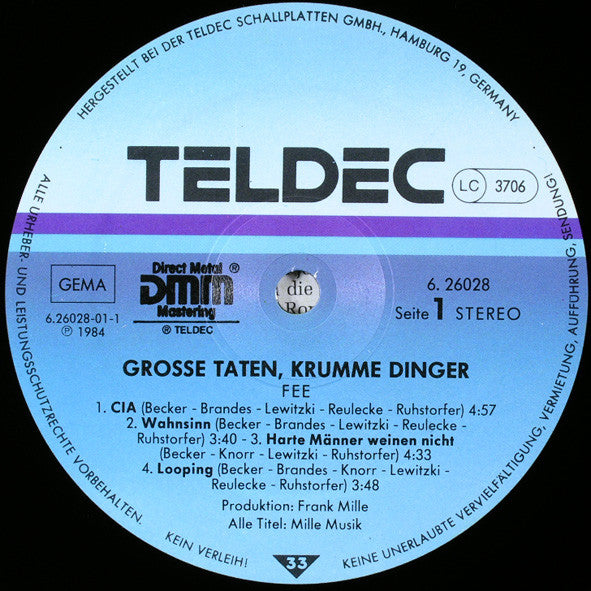 FEE : Große Taten - Krumme Dinger (LP, Album)