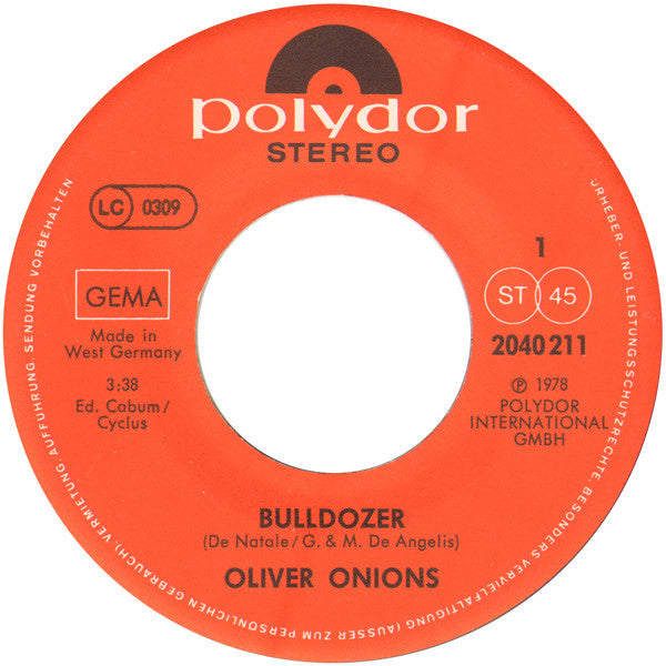 Oliver Onions : Bulldozer (7", Single, pap)