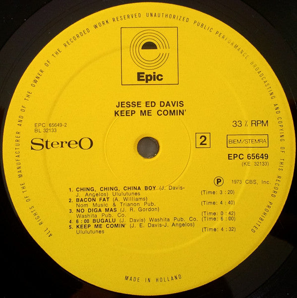 Jesse "Ed" Davis* : Keep Me Comin' (LP, Album)