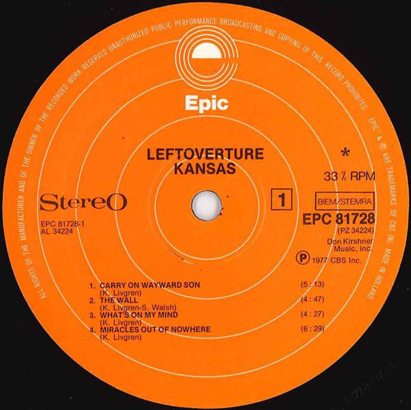 Kansas (2) : Leftoverture (LP, Album)