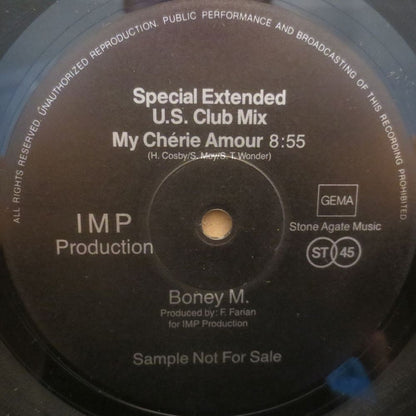 Boney M. : My Chérie Amour (U.S. Club-Mix - Special Extended) (12", Maxi, Promo)