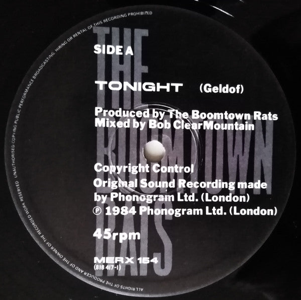 The Boomtown Rats : Tonight (12")