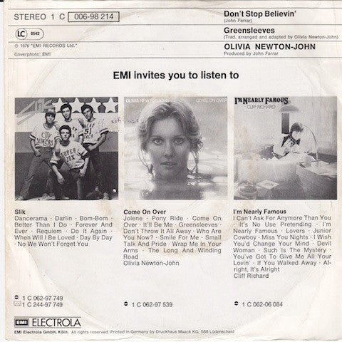 Olivia Newton-John : Don't Stop Believin' (7")