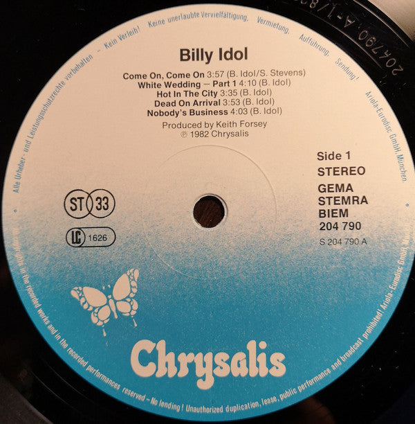 Billy Idol : Billy Idol (LP, Album)