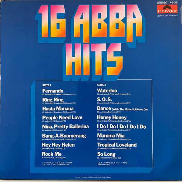 ABBA : 16 ABBA Hits (LP, Comp, Club, Red)
