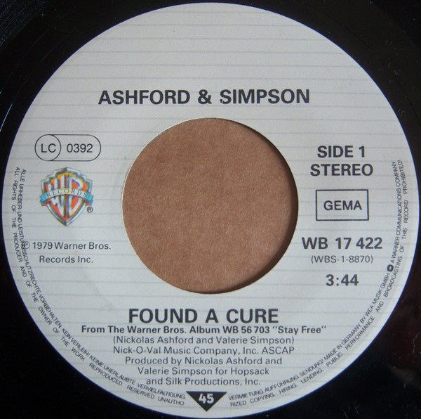 Ashford & Simpson : Found A Cure (7", Single)