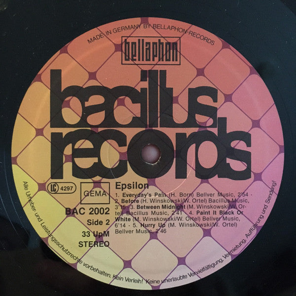 Epsilon (4) : Epsilon (LP, Album, RE)