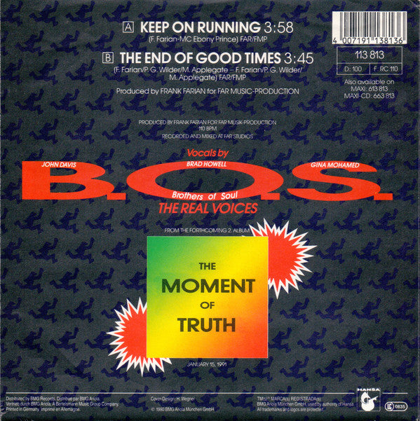 The Real Voices Of Milli Vanilli* : Keep On Running (The Original) (7", Single)