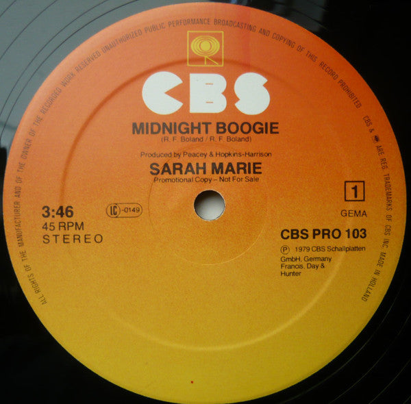 Sarah-Marie / Cherry Laine : Midnight Boogie / Danny's Disco (12", Maxi, Ltd, Promo)