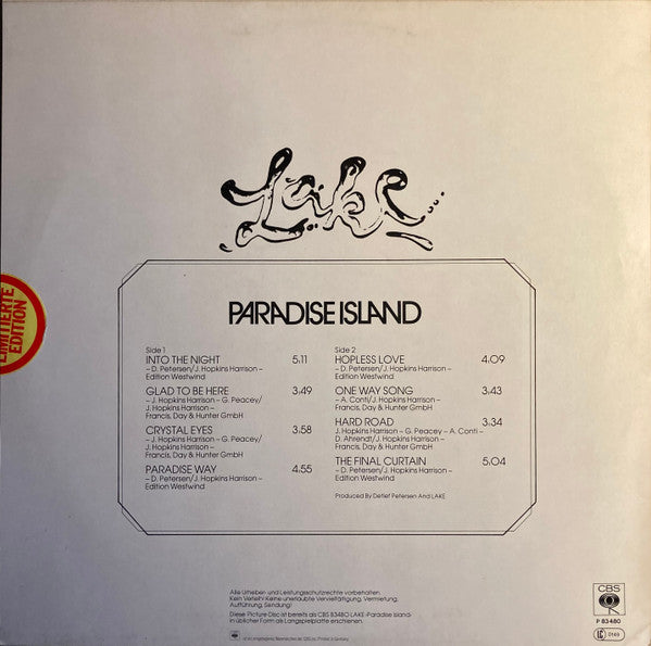 Lake (2) : Paradise Island (LP, Album, Pic)