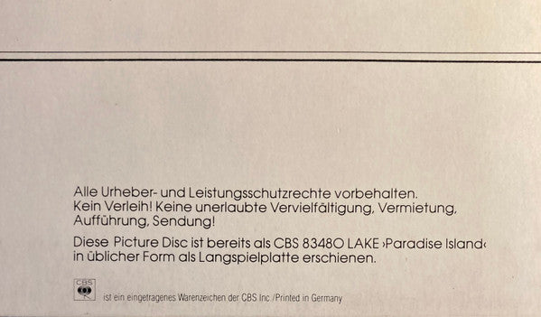 Lake (2) : Paradise Island (LP, Album, Pic)