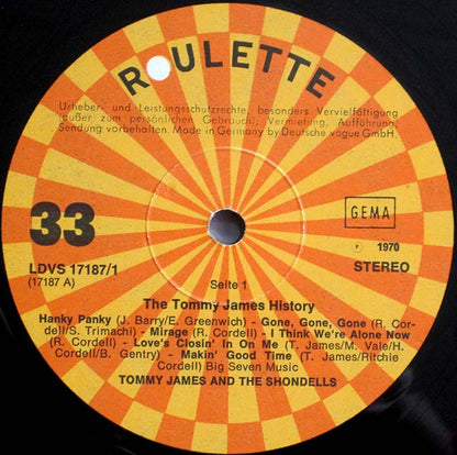 Tommy James & The Shondells : The Tommy James History (2xLP, Comp)