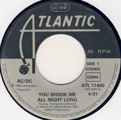 AC/DC : You Shook Me All Night Long (7", Single, M/Print)