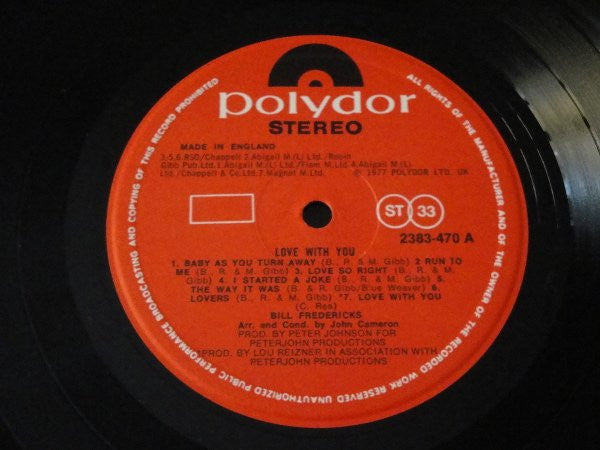 Bill Fredericks : Love With You (LP, Album)