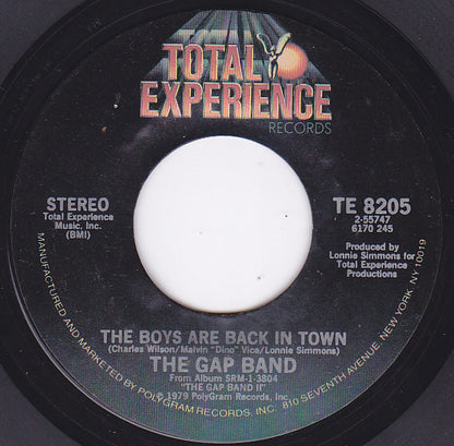 The Gap Band : Outstanding / The Boys Are Back In Town (7", Single, Styrene, PRC)