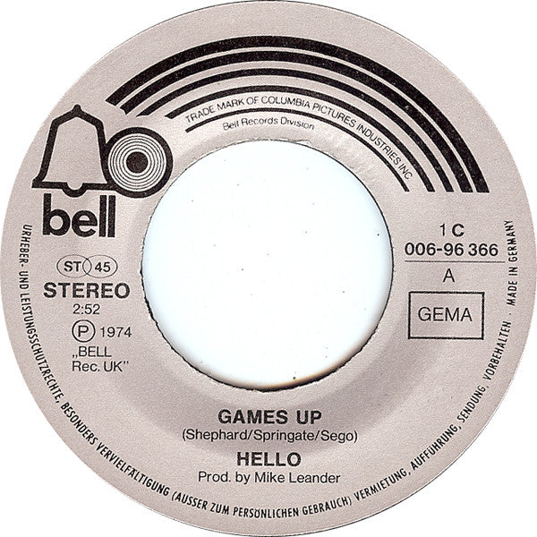 Hello : Games Up (7", Single)